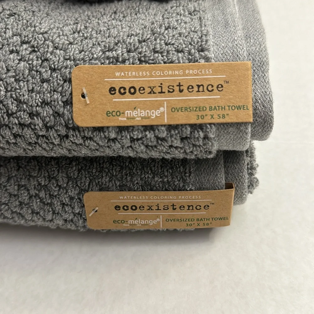 2pc ECOEXISTENCE Eco-Melange Oversized Bath Towel Set - Charcoal - 30” x…